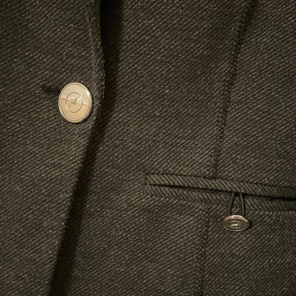Armani Jeans Women’s Gray Black Herringbone One Button Two Pocket‎ Blazer Size S